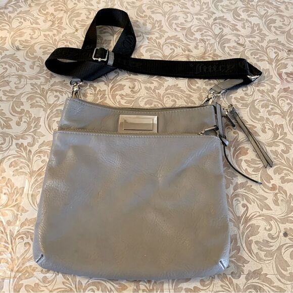 Juicy Couture Gray Leather Crossbody Handbag Logo on Strap Gorgeous - Picture 1 of 13